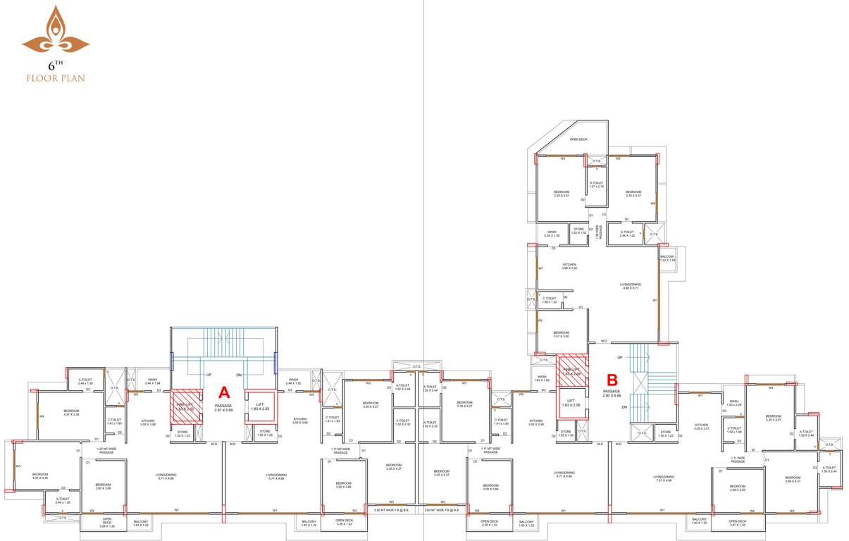  pramukh shanti Block  A Cluster Plan For 6th Floor
