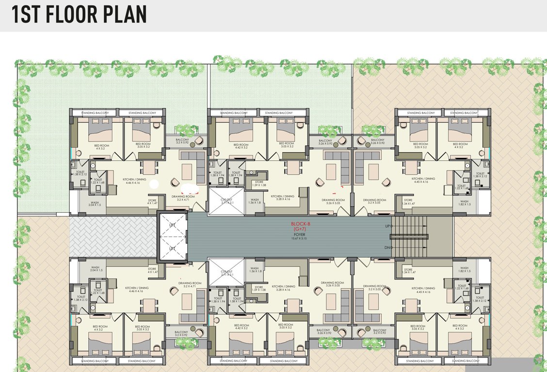  maruti icon B Cluster Plan For 1st Floor