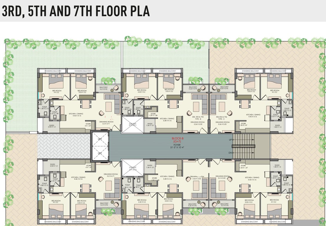  maruti icon B Cluster Plan For 3rd, 5th And 7th Floor