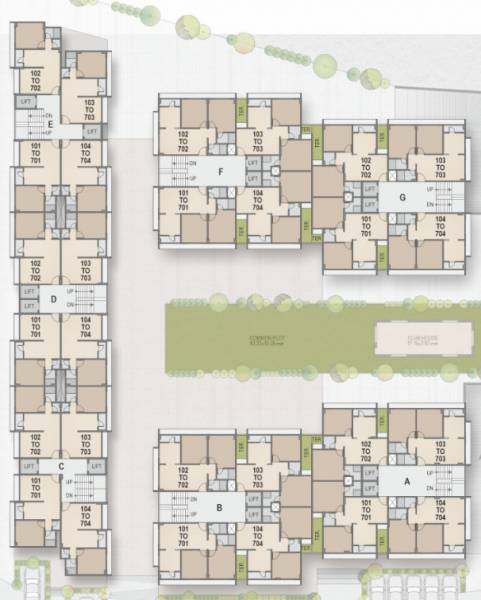  yogeshwar-homes-2 Block A,B,C,D,E,F,G Cluster Plan For Typical Floor Plan
