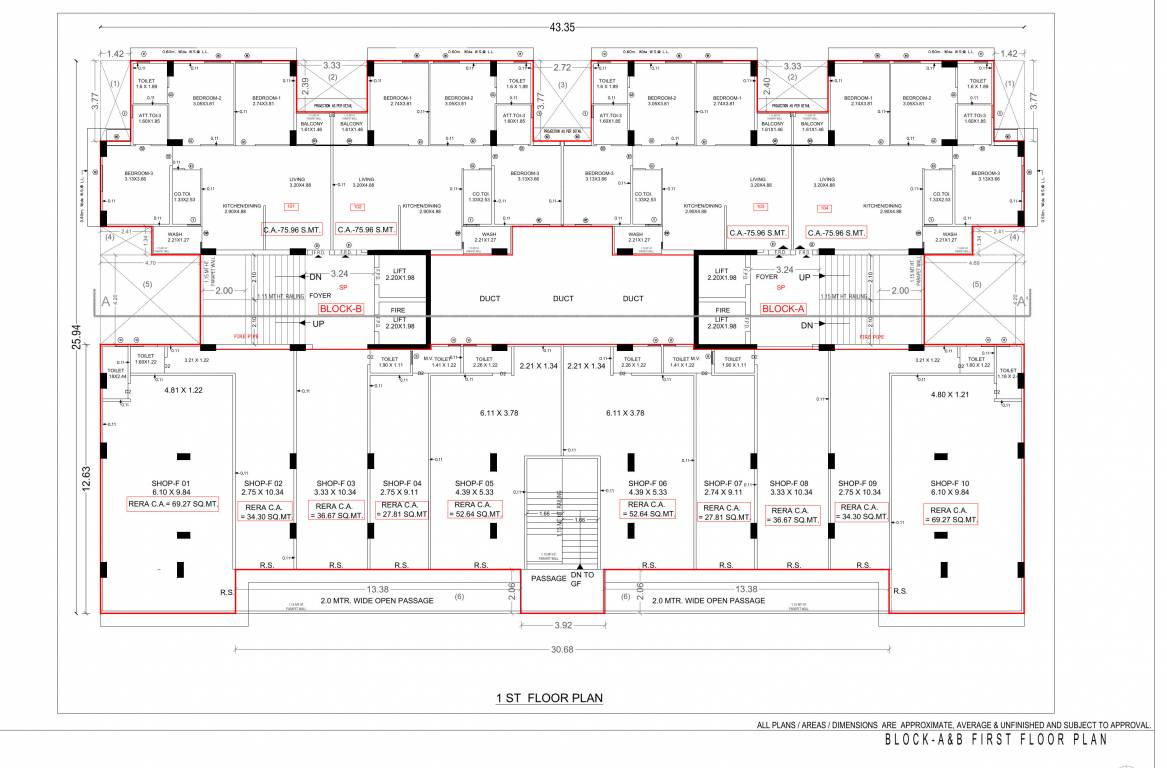  sujal apartment Block A & B Cluster Plan for 1st Floor