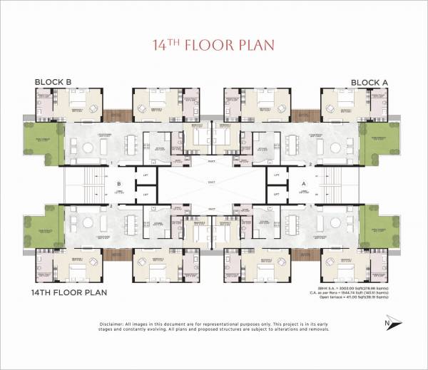  sujal-apartment Block A Cluster Plan for 14th Floor