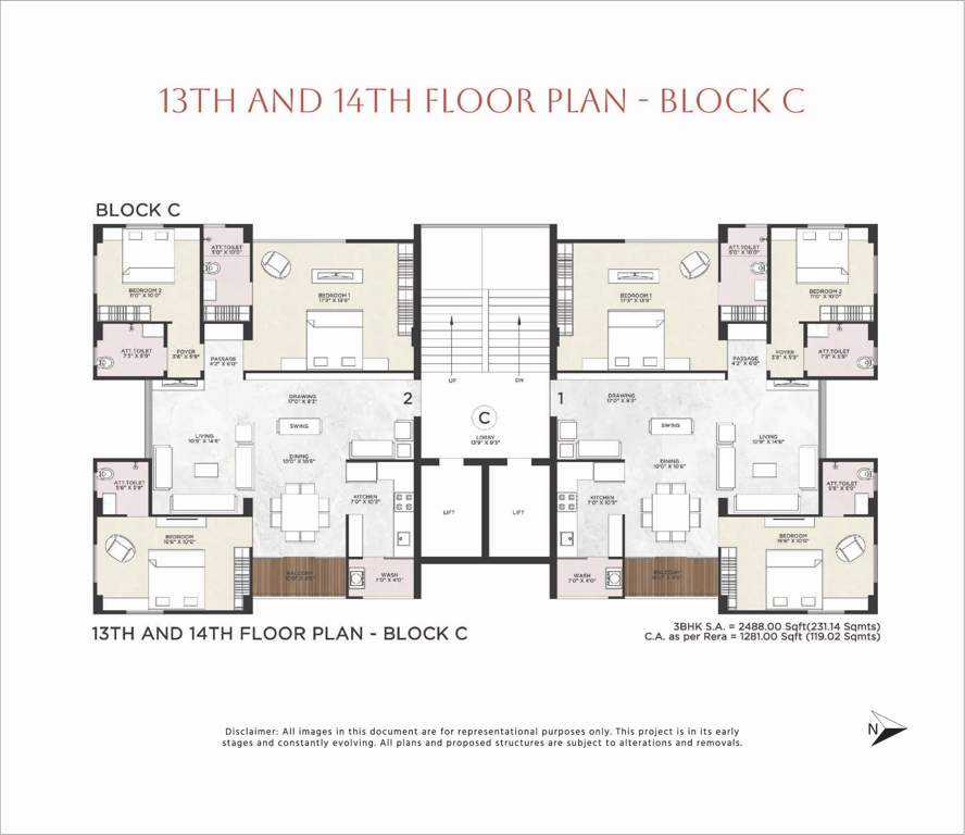  sujal apartment Block C Cluster Plan from 13th to 14th Floor