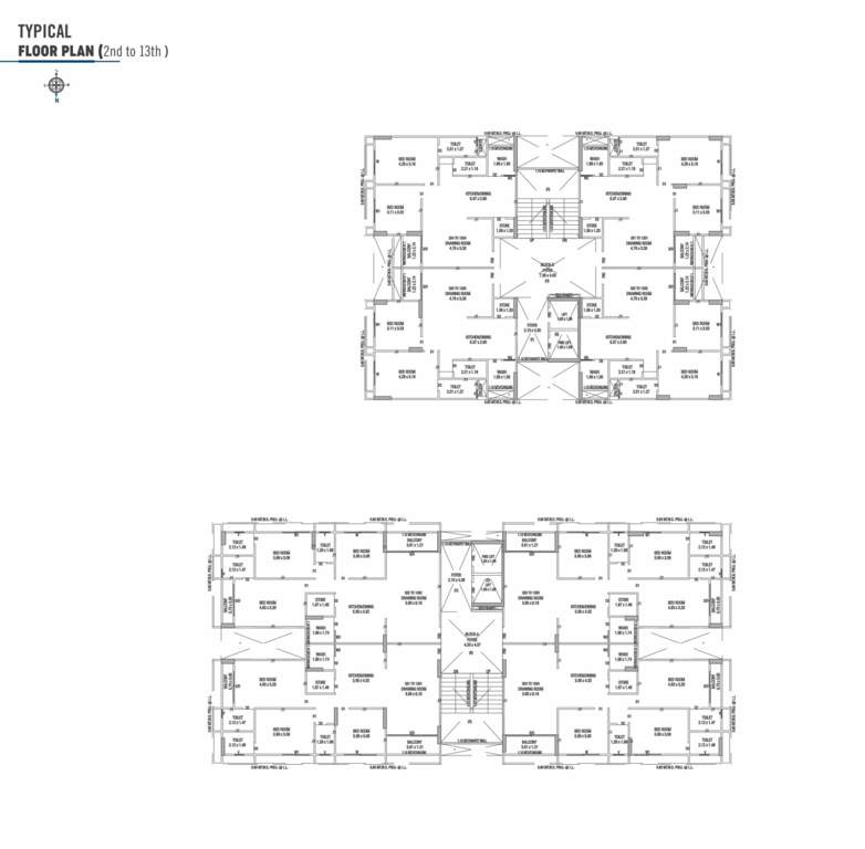  elegance Block A And B Cluster Plan from 2nd to 13th Floor