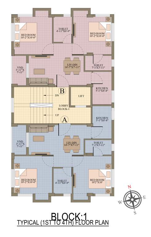  roopkatha Block 1 Cluster Plan from 1st to 4th Floor