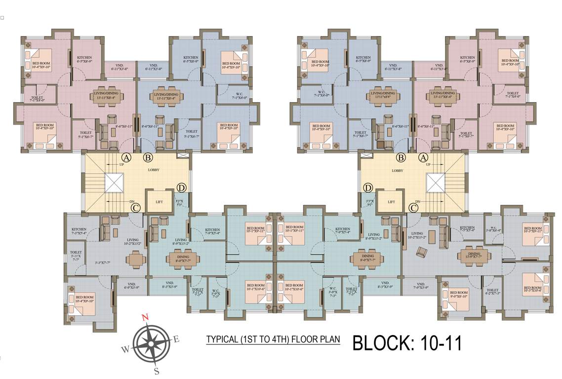  roopkatha Block 10 & 11 Cluster Plan from 1st to 4th Floor
