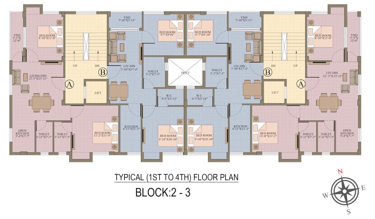  roopkatha Block 2 & 3 Cluster Plan from 1st to 4th Floor