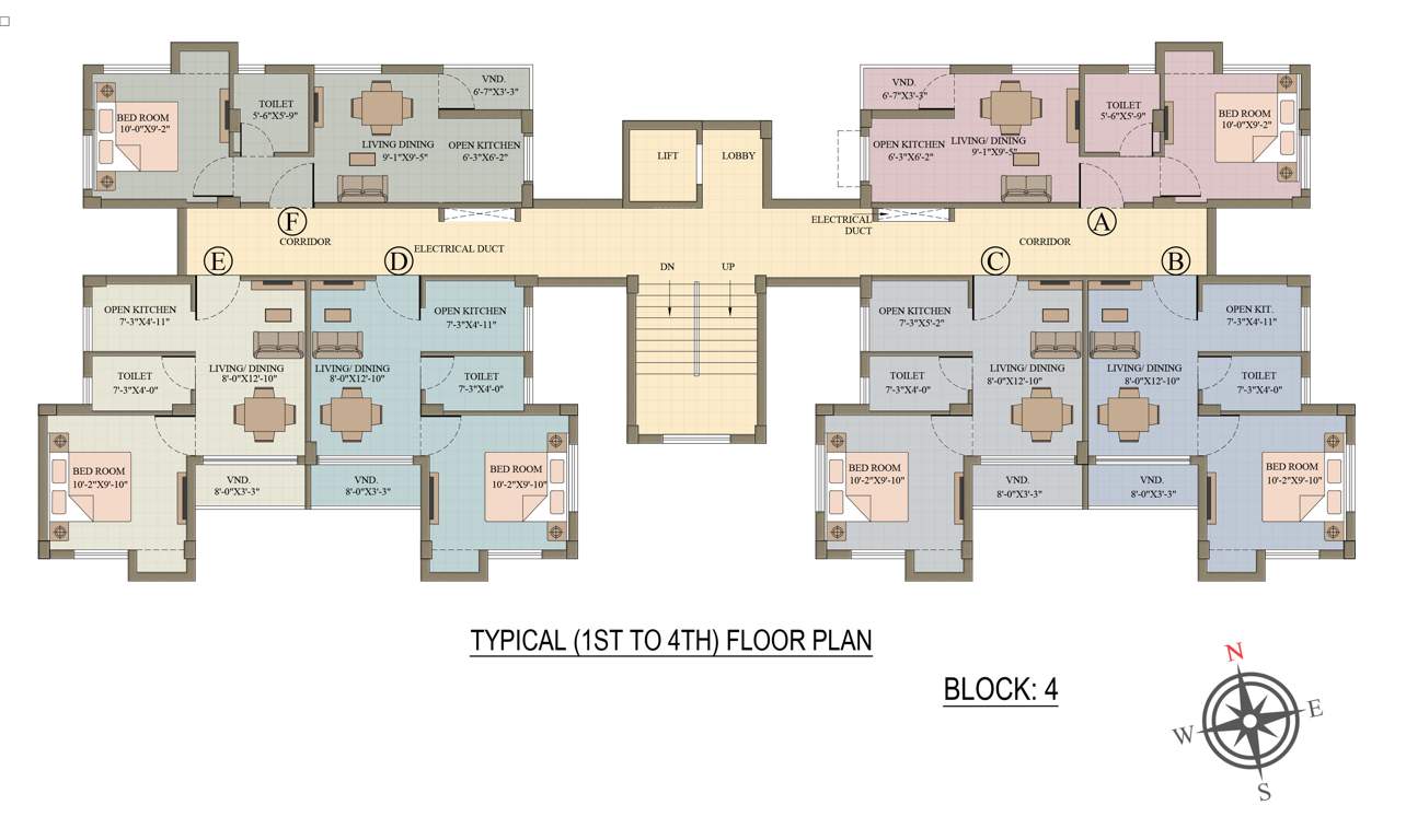  roopkatha Block 4 Cluster Plan from 1st to 4th Floor