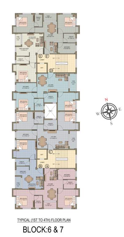  roopkatha Block 6 Cluster Plan from 1st to 4th Floor