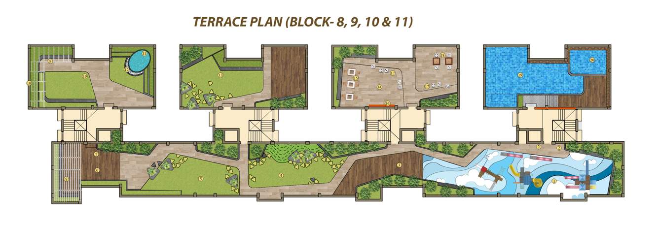  roopkatha Block 8,9,9,10&11 Terrace Floor Cluster Plan