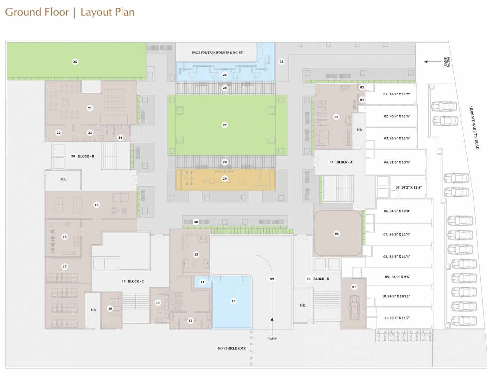  pride plus Block A, Block B, Block C, Block D Cluster Plan for ground Floor