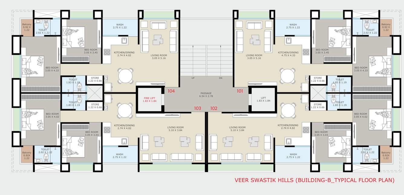  veer swastik hills Block B Cluster Plan from 1st to 14th Floor