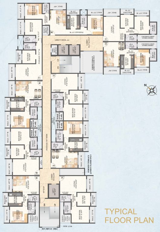  apartments Wing A Cluster Plan