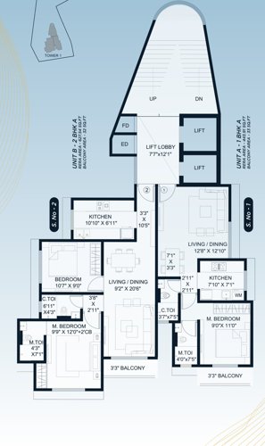  panorama Sale Building - 1 Cluster Plan for Typical  Floor
