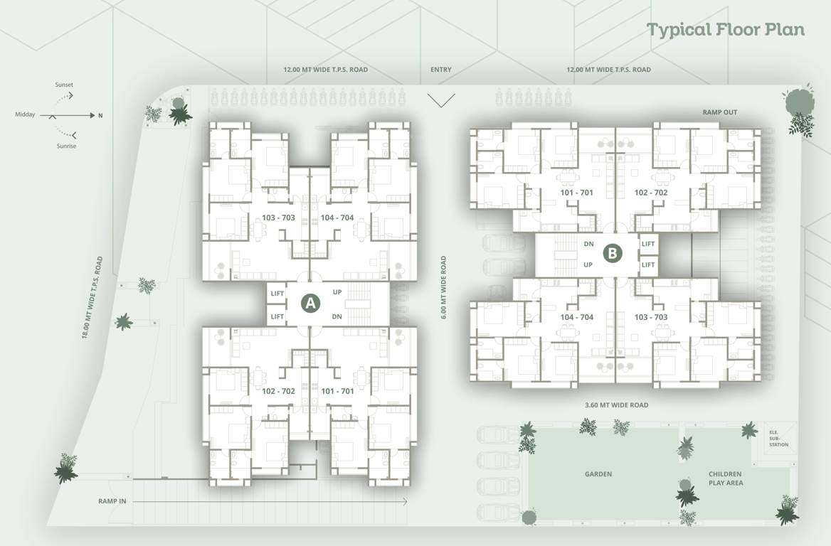  sangam paradise Block A And B Cluster Plan for Typical Floor