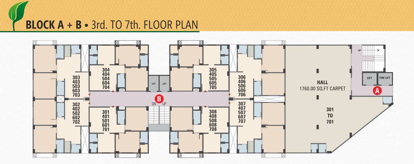  abhishek greens Block A B Cluster Plan from 3rd to 7th Floor