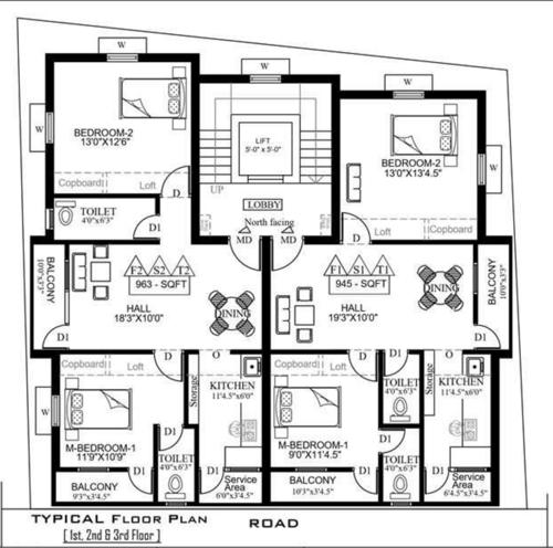  anushyam-apartments Anushyam Apartments Cluster Plan from 1st to 3rd Floor