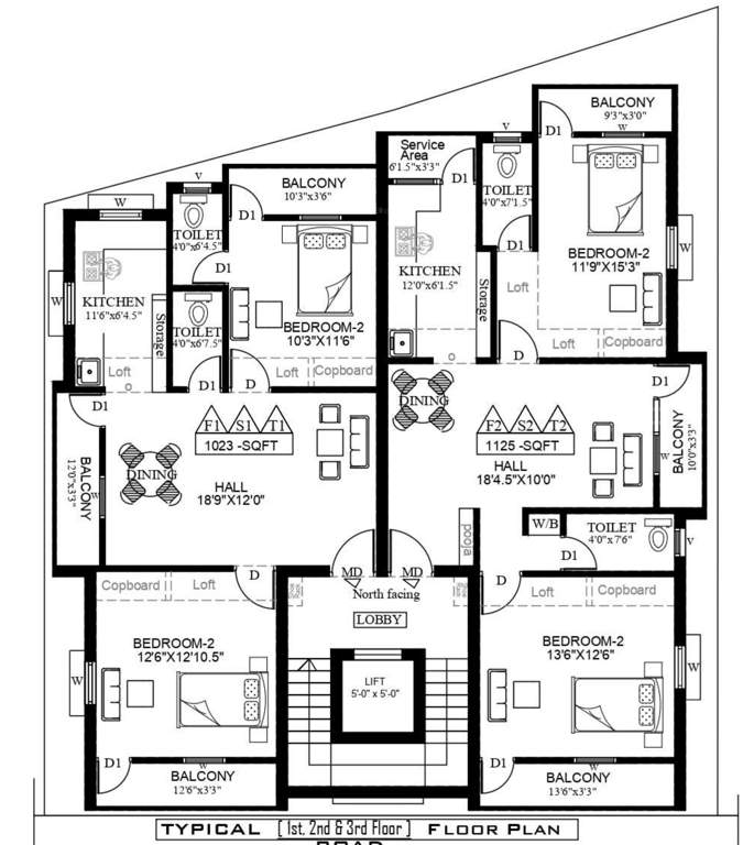 venkatesam apartments Venkatesam Apartments Cluster Plan from 1st to 3rd Floor