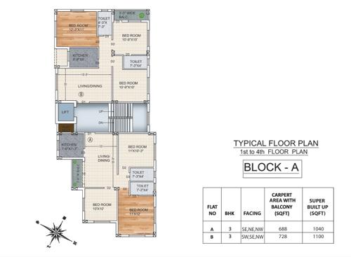  emporis Block A Cluster Plan from 1st to 4th Floor