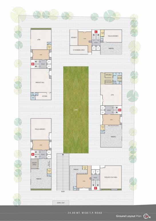  world Block A,B,C,D & E Ground Floor Cluster Plan