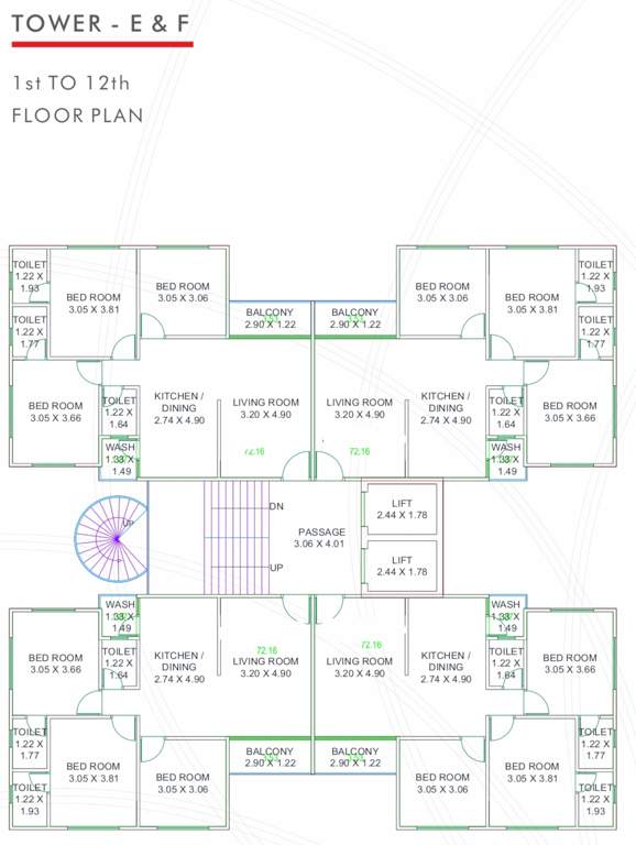 vivanta E And F Cluster Plan From 1st To 12th Floor