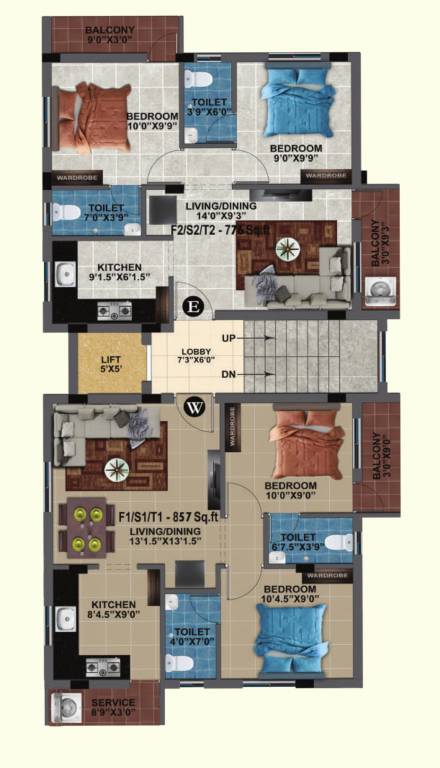  wishu Cluster Plan from 1st to 3rd Floor
