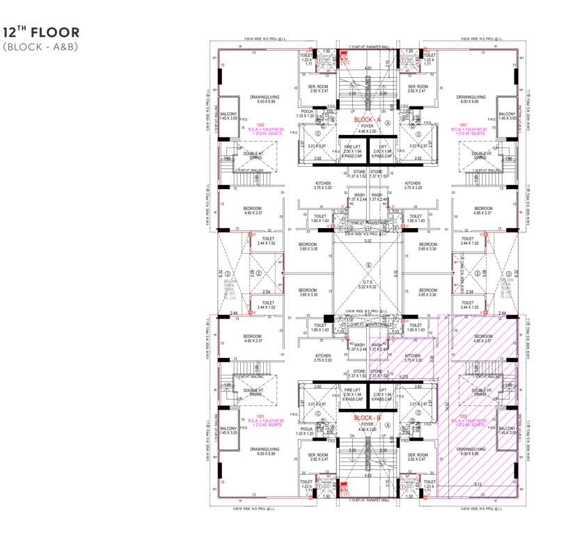  vianna Block A To B Cluster Plan for 12th Floor