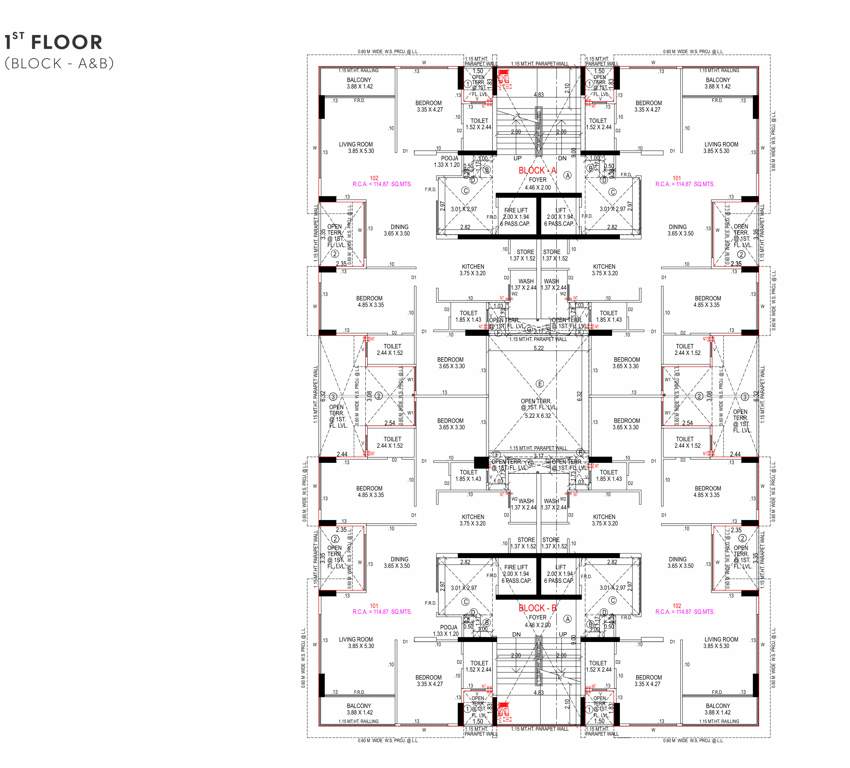  vianna Block A To B Cluster Plan for 1st Floor