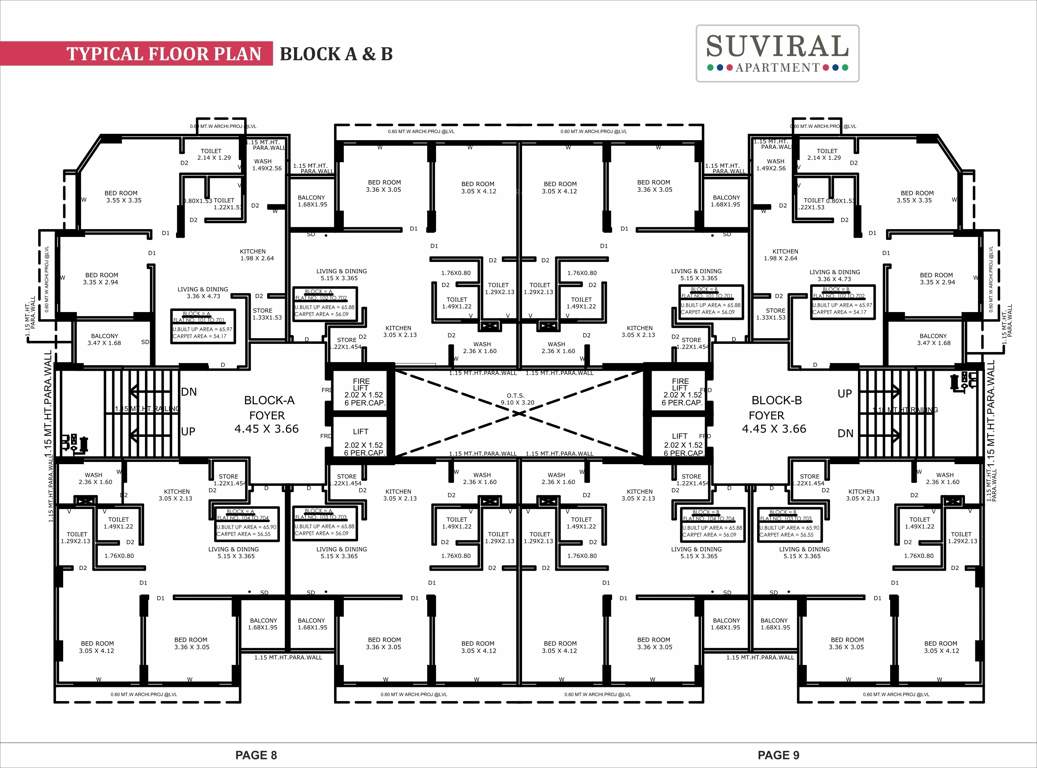  suviral apartment Block A And Block B Cluster Plan from 1st to 7th Floor