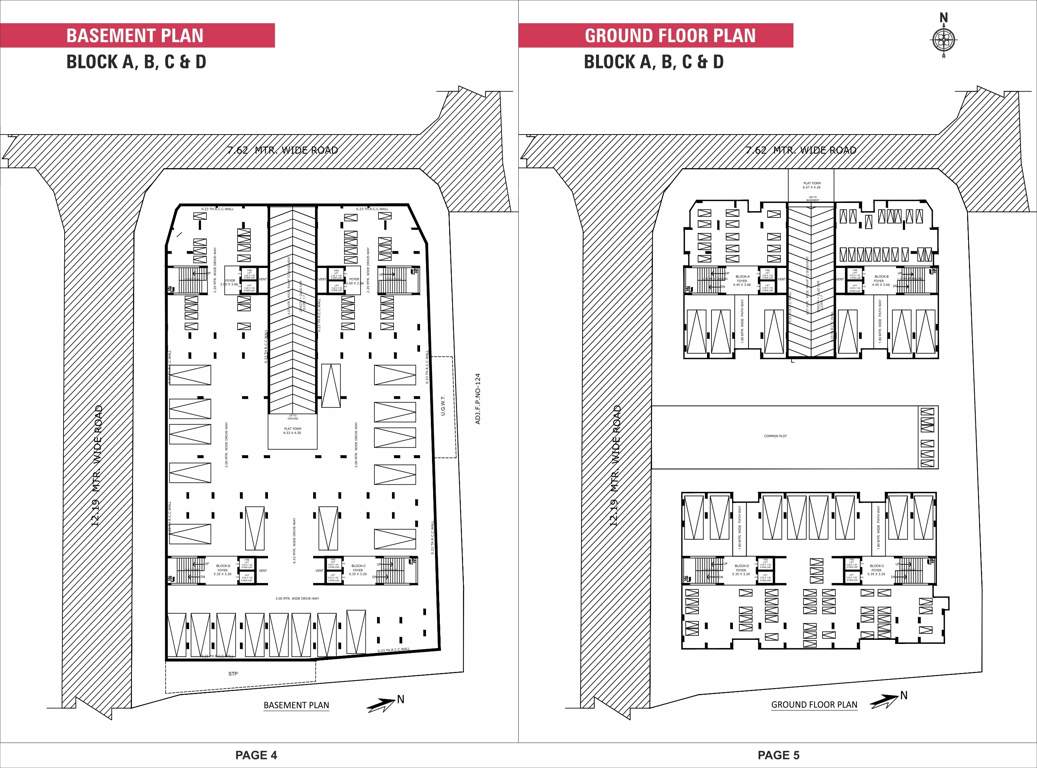  suviral apartment Block A, Block B, Block C, Block D  Cluster Plan for Basement And ground Floor