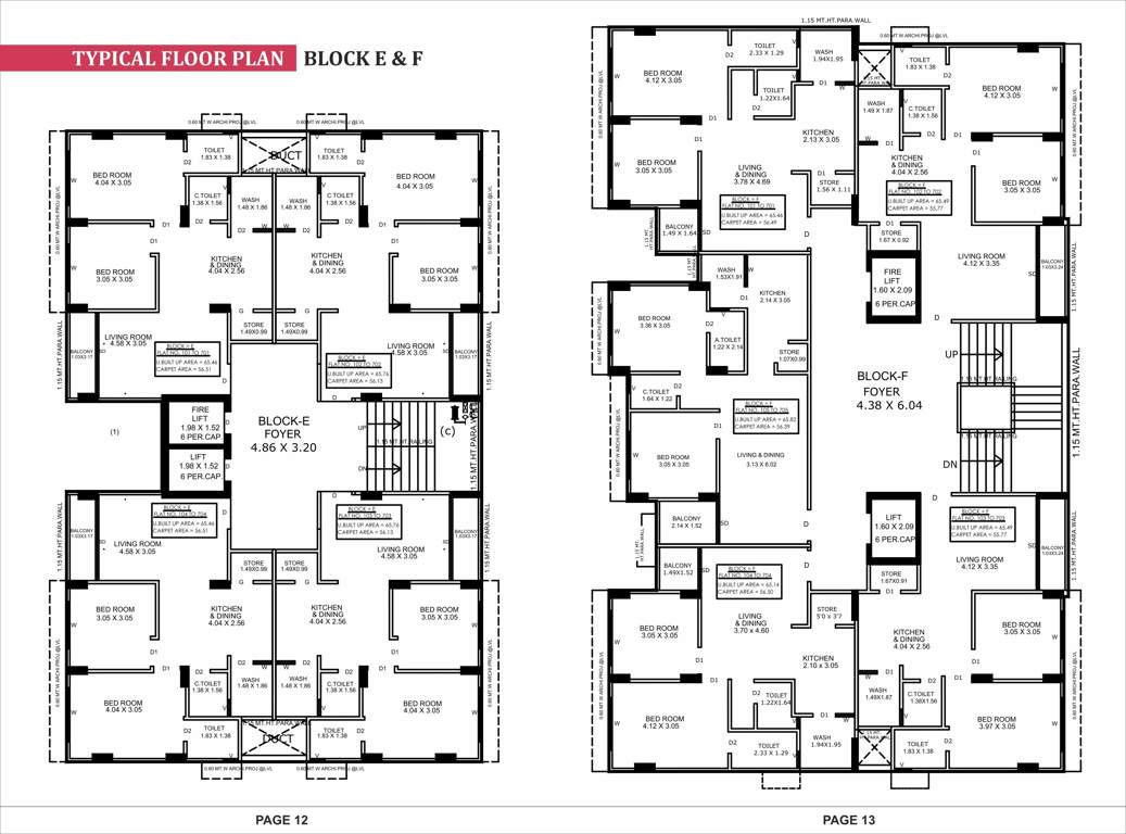  suviral apartment Block E And Block F Cluster Plan from 1st to 7th Floor