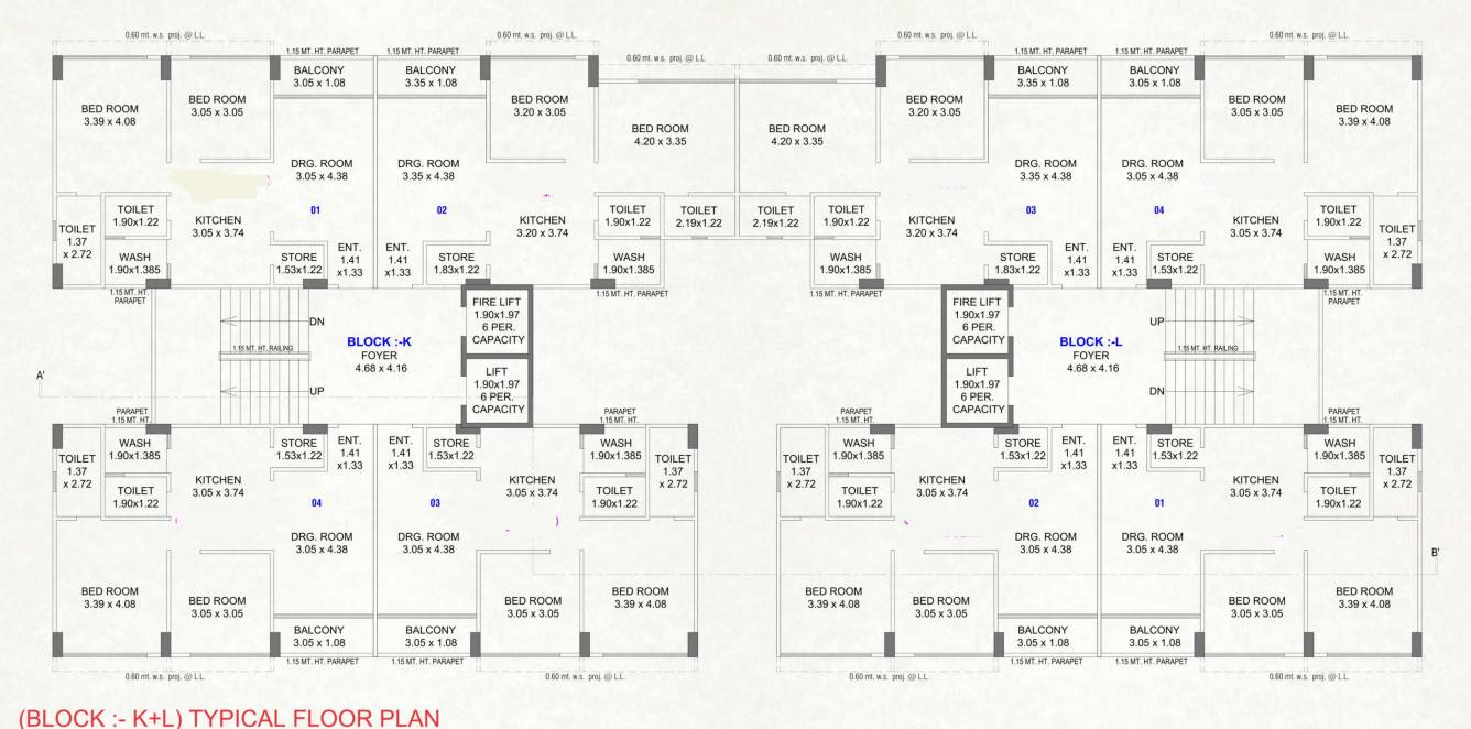  tulsi galaxy phase 2 K+L Typical Floor Cluster Plan