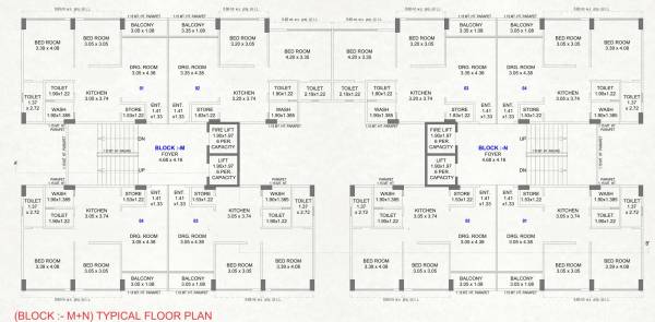  tulsi-galaxy-phase-2 M+N  Typical Floor Cluster Plan