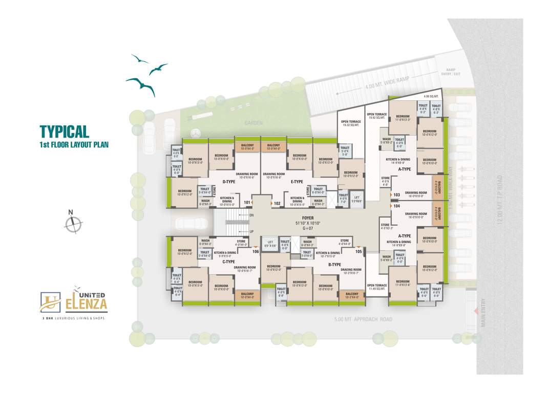  united elenza United Elenza Cluster Plan for 1st Floor