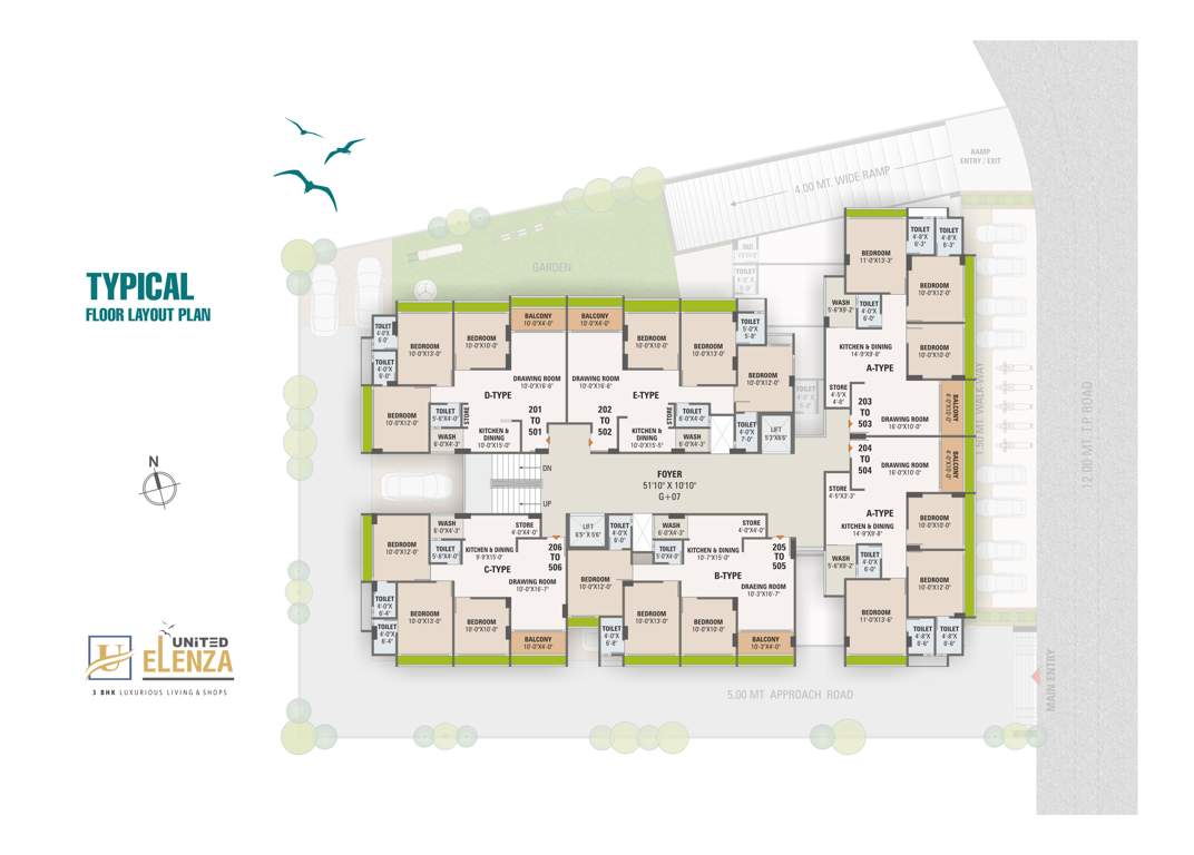  united elenza United Elenza Cluster Plan for Typical Floor