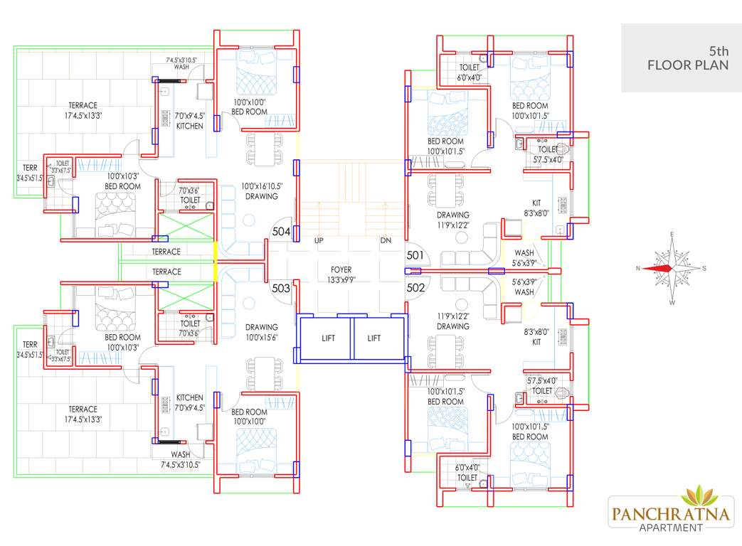 apartment A Cluster Plan For 5th Floor