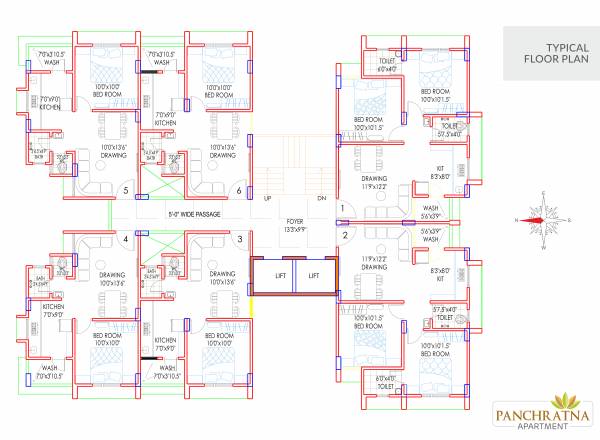  apartment A Cluster Plan From 1st To 4th Floor