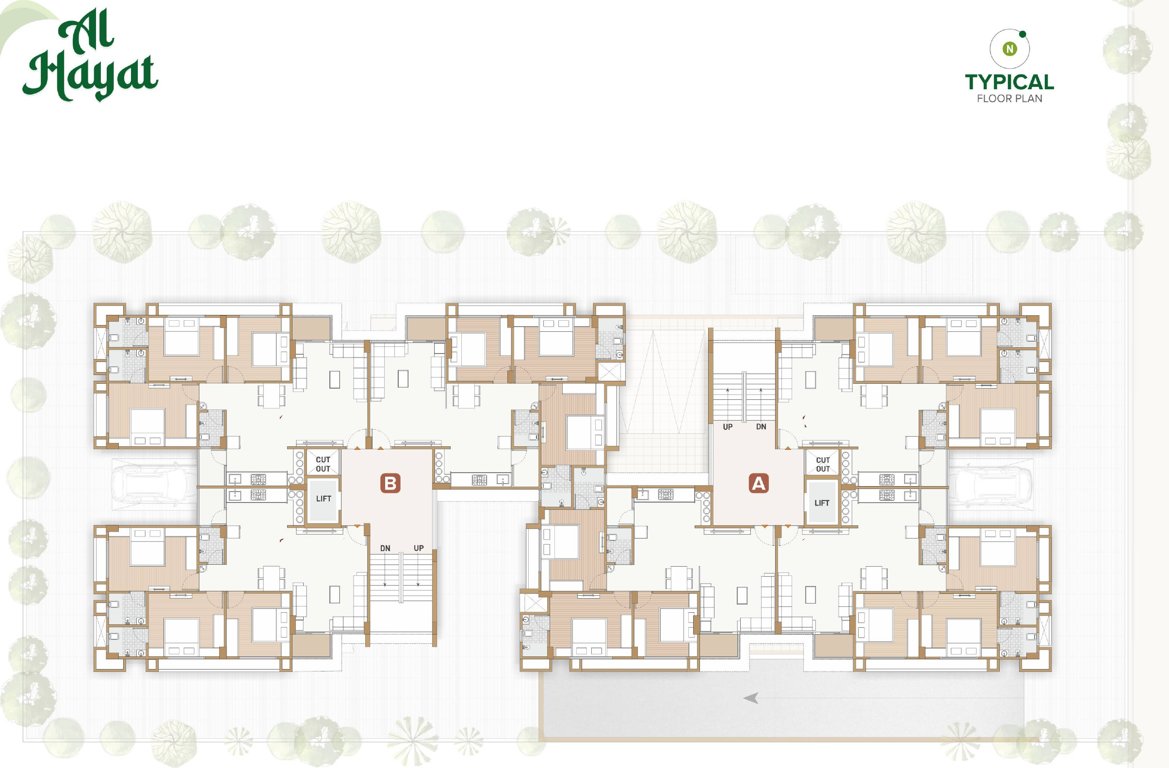  al hayat A, B Cluster Plan From 1st To 6th Floor