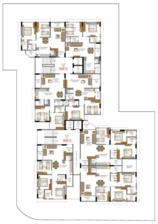  rudra exotica Block  A, B Typical Cluster Plan