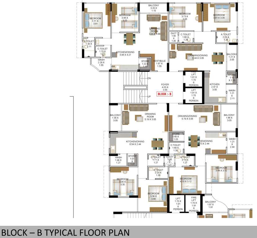  rudra exotica Block  B Typical Cluster Plan