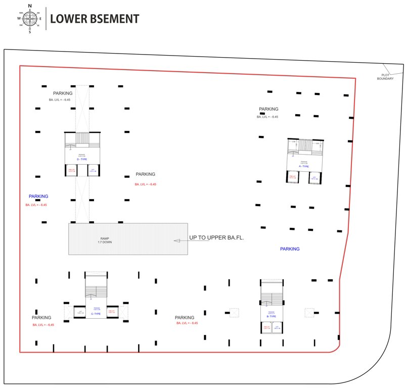 sky heaven A To D Lower Basement Cluster Plan