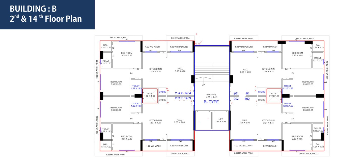 sky heaven B Cluster Plan For 2nd And 14th Floor