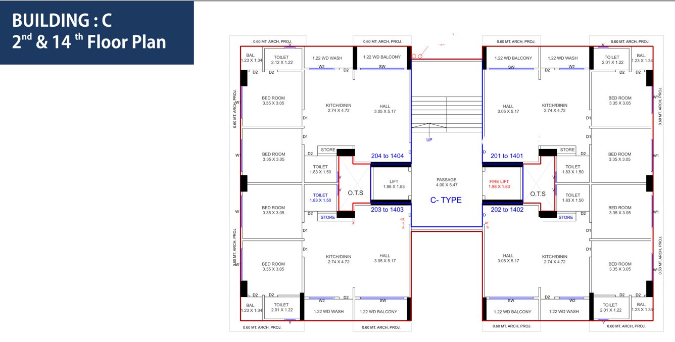 sky heaven C Cluster Plan For 2nd And 14th Floor