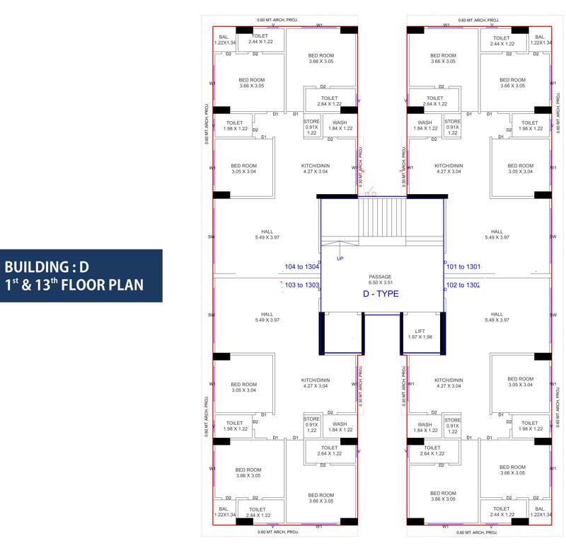 sky heaven D Cluster Plan For 1st And 13th Floor