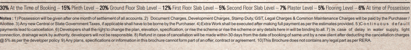 vani-villa Construction Linked Payment (CLP) Payment Plan