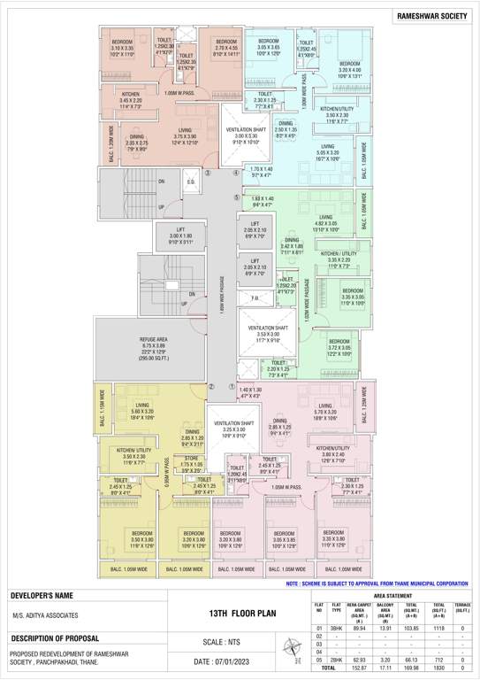  rameshwar co op housing society ltd Rameshwar Co Op Housing Society Ltd Cluster Plan for 13th Floor