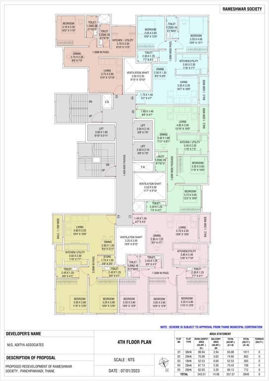  rameshwar co op housing society ltd Rameshwar Co Op Housing Society Ltd Cluster Plan for 4th Floor