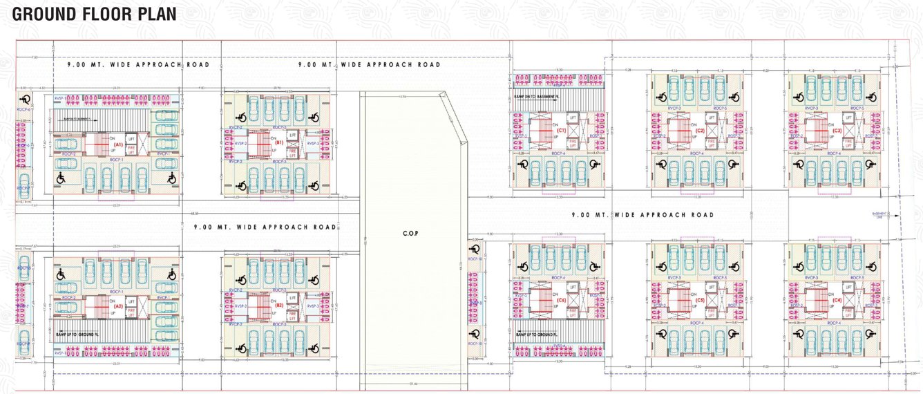 sky nand heights Block A1 To B2 Cluster Plan for ground Floor