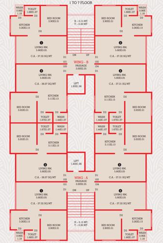Block A And B Cluster Plan from 1st to 7th Floor blue-heaven Block A And B Cluster Plan from 1st to 7th Floor