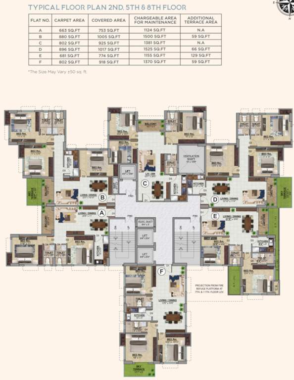  kalim riviera Kalim Riviera 2nd, 5th, 8th Floor Cluster Plan